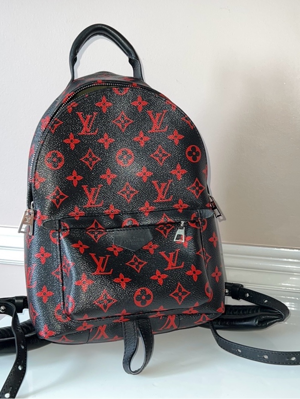 Louis Vuitton Black with Red Monogram Mini Backpack